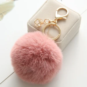 Брелок для ключей, женский, пушистый, из искусственного кроличьего меха, 23 Цвета, брелоки с помпонами
