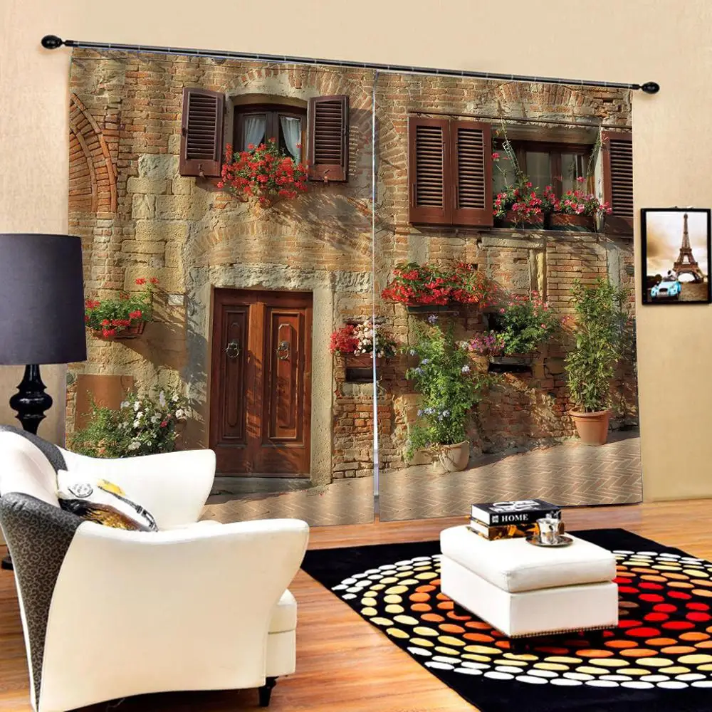 

Пользовательские небольшие цветочные занавески любого размера 3D занавески для кирпичного дома Роскошные светонепроницаемые Оконные Зана...