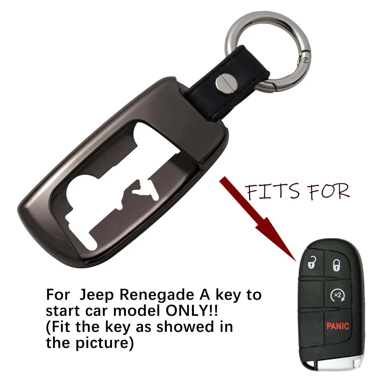 Чехол для Jeep Renegade задний корпус ключа из цинкового сплава (черный) | Автомобили и