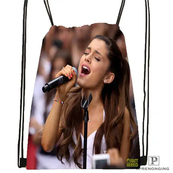 Drawstring Backpack Изготовленный На Заказ Ariana-Grande@ 02-походная сумка на шнурке милый рюкзак для детей(черная спинка) 31x40 см#180611-03-114 - Цвет: Drawstring Backpack
