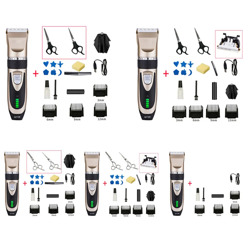 

Professional Digital Hair Trimmer Kit USB Rechargeable Electric Hair Clipper Men's Cordless Haircut Adjustable Ceramic Blade