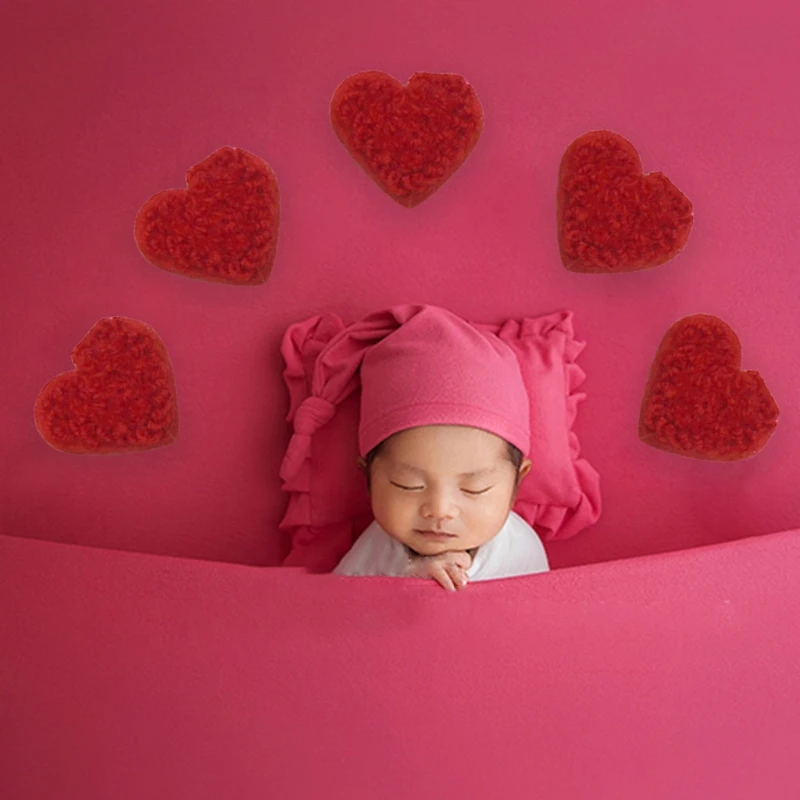 Accesorios de fotograf&iacute;a reci&eacute;n nacido coraz&oacute;n estrella lana DIY accesorios de fotograf&iacute;a de beb&eacute; amor coraz&oacute;n 5 unids/set-5