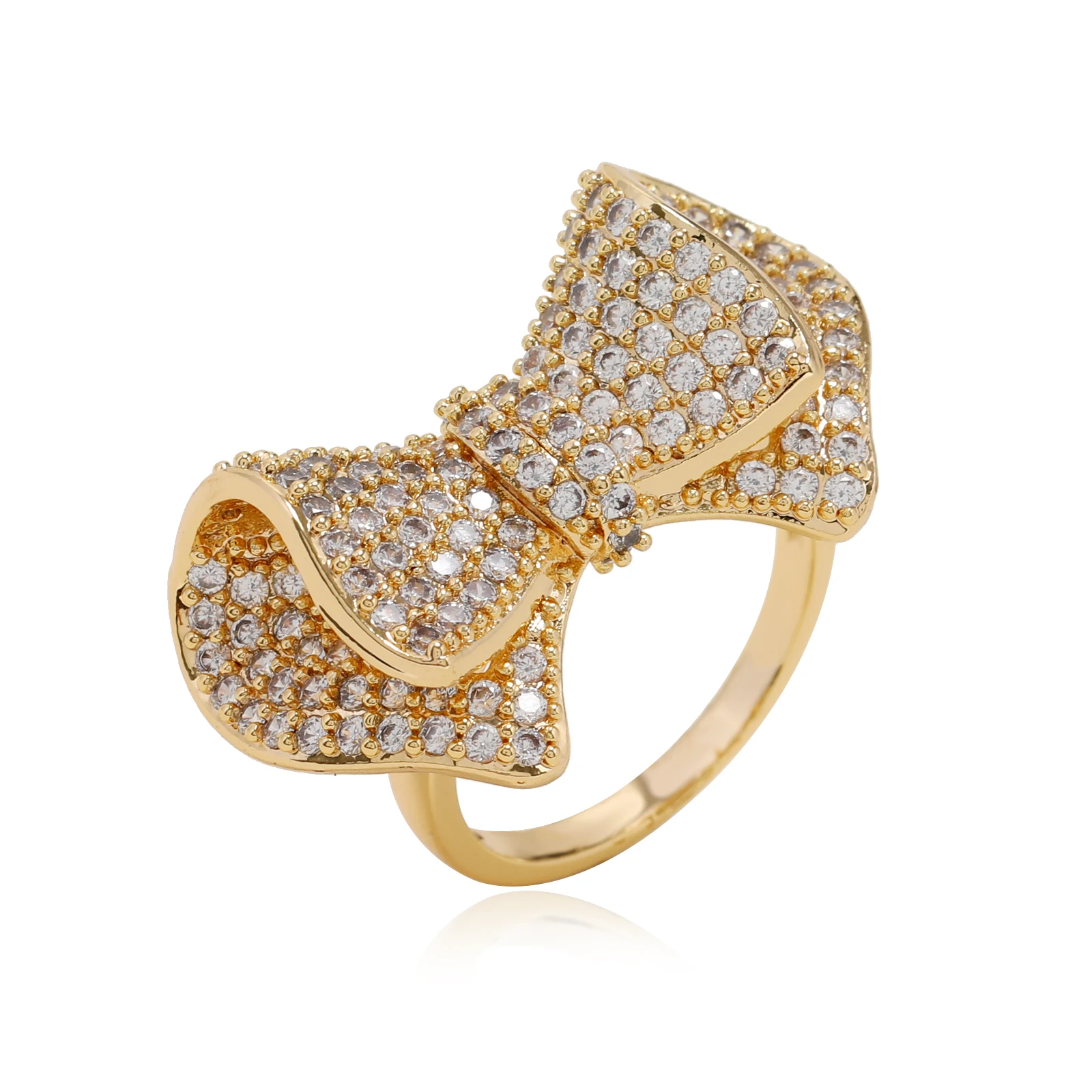 

Кольцо LUALA с луком для женщин, обручальные женские кольца с покрытием из 14-каратного золота и серебра с полным кубическим цирконием, модные ю...