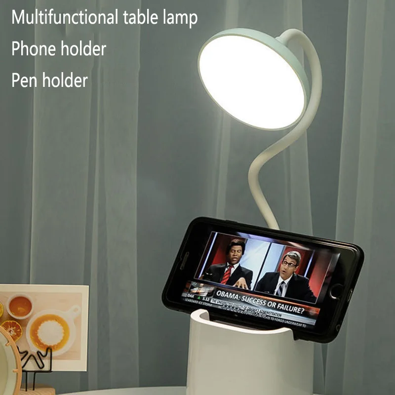 

LED Desk Lamp Multi-Modes Lighting Touch USB Charging Reading Night Light Power Bank Multi-function Phone Holder Inovation