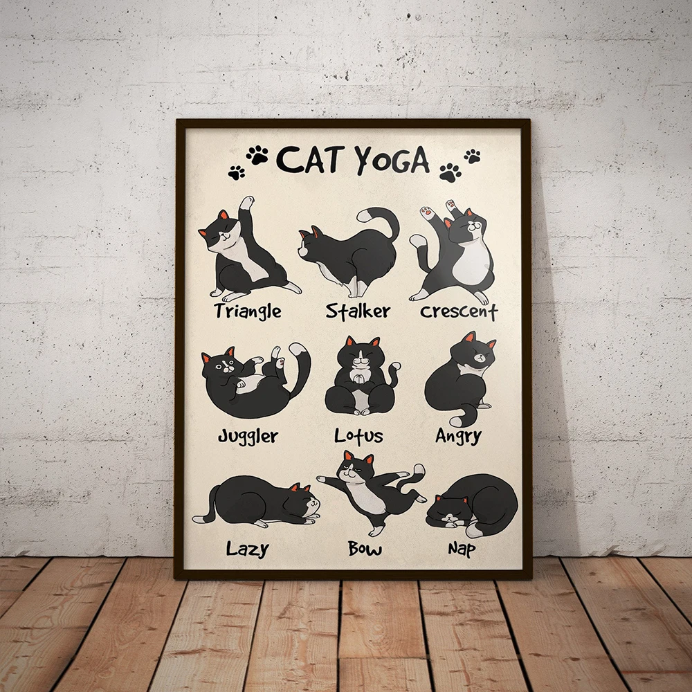 Плакаты и принты в скандинавском стиле с изображением кота йоги Забавный смокинг