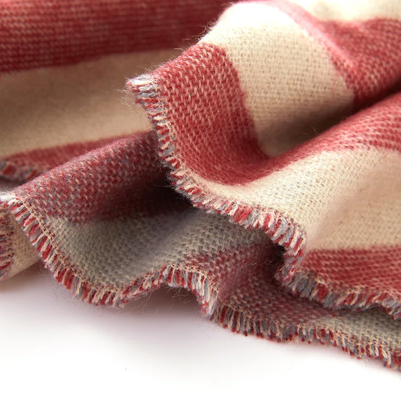 

Autumn Winter Europe Striped Scarf Women Large Faux Cashmere Scarves Wraps Fashion All Match Thick Warm Ring Shawl Pashmina