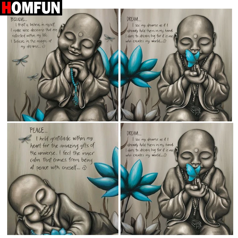 Алмазная живопись HOMFUN картина с квадратными/круглыми стразами религиозный Будда