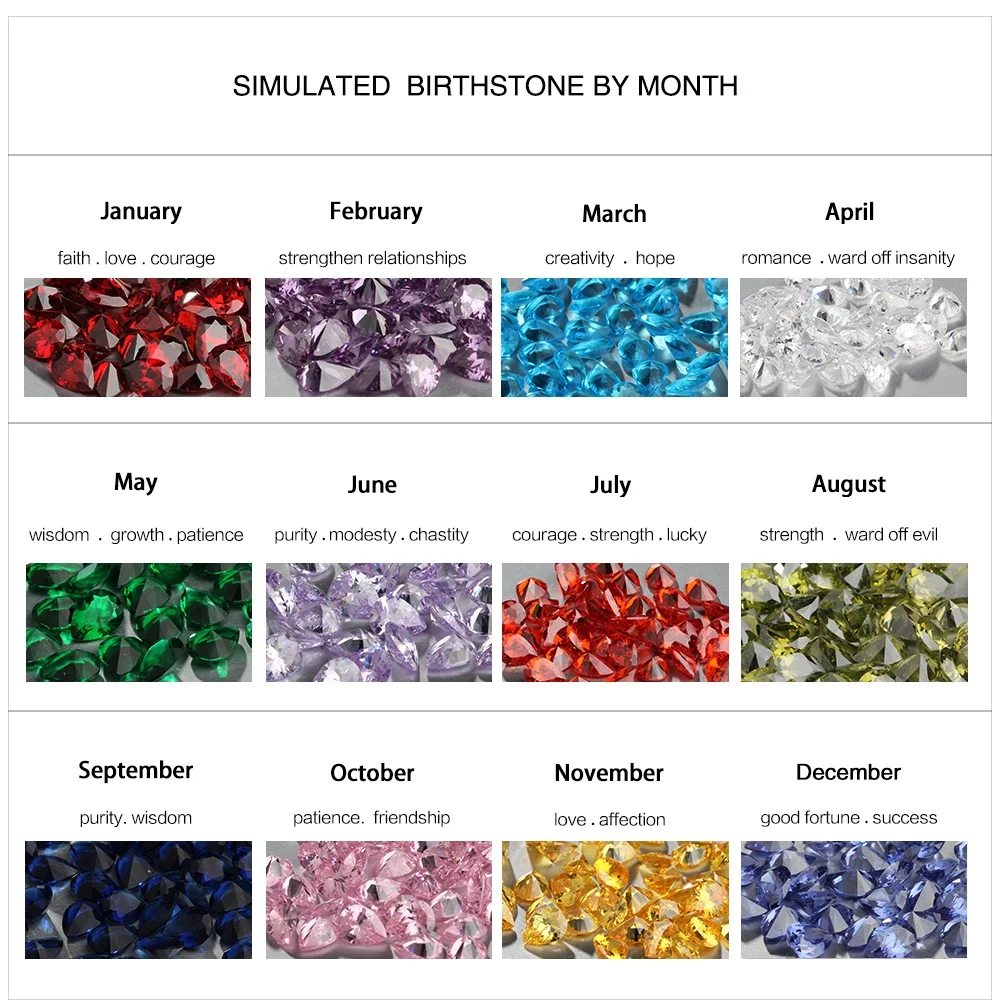 Персонализированные сердце кулон ожерелье с зодиакальным камнем на заказ