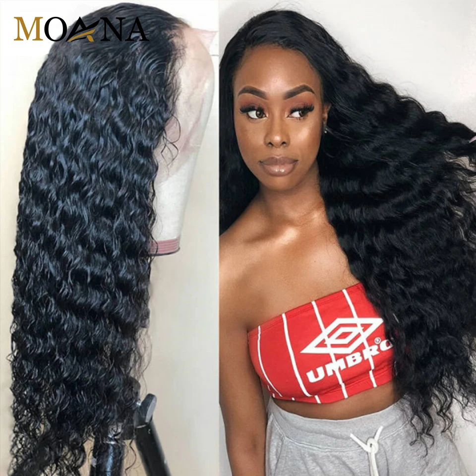 Водная волна с героями мультфильма Моана Парик Синтетические волосы на кружеве