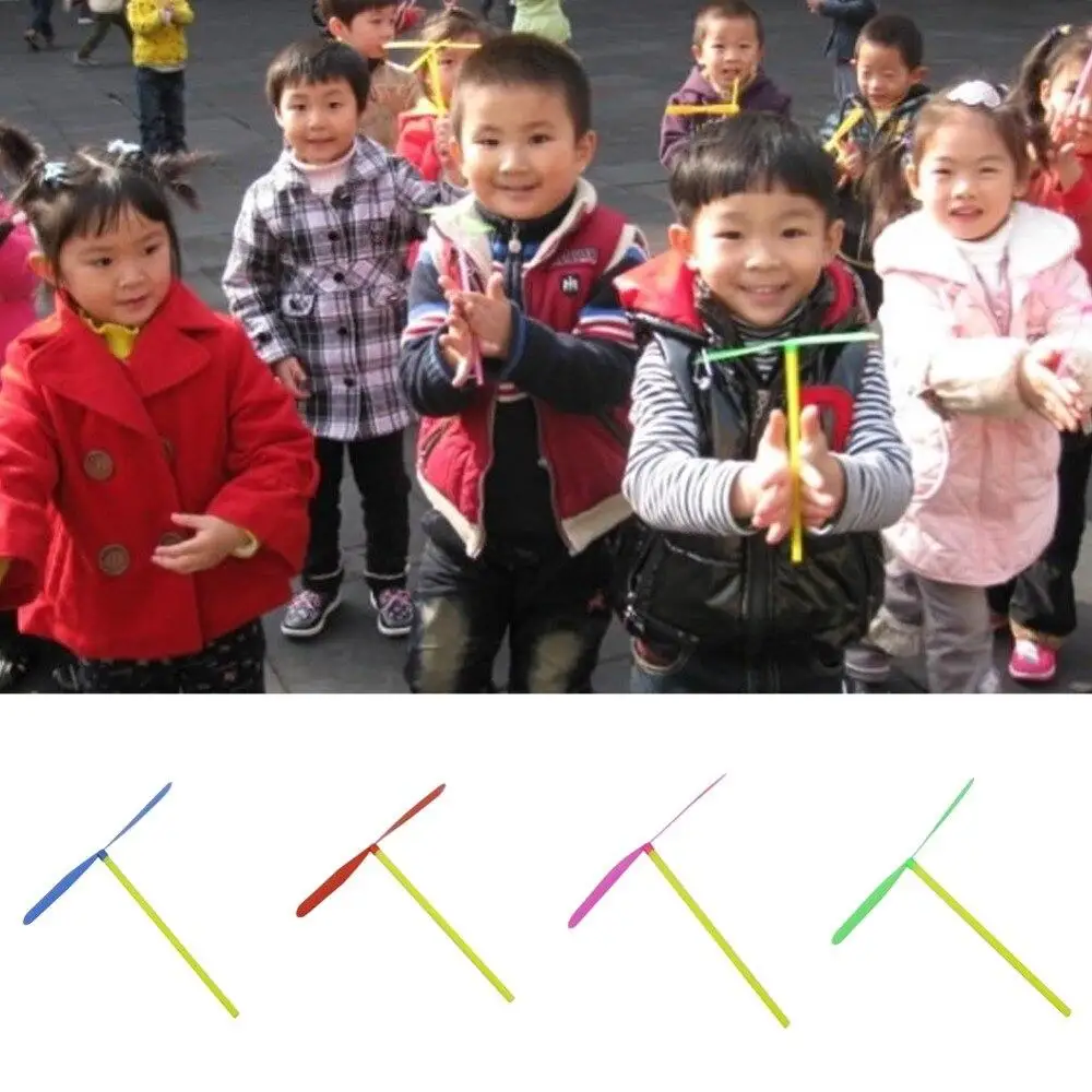 

10pcs/lot Bamboo Dragonfly Propeller Novelty Plastic Baby Kids Games Outdoor Toys Tradition Classic Nostalgic Toys Flying Arrows