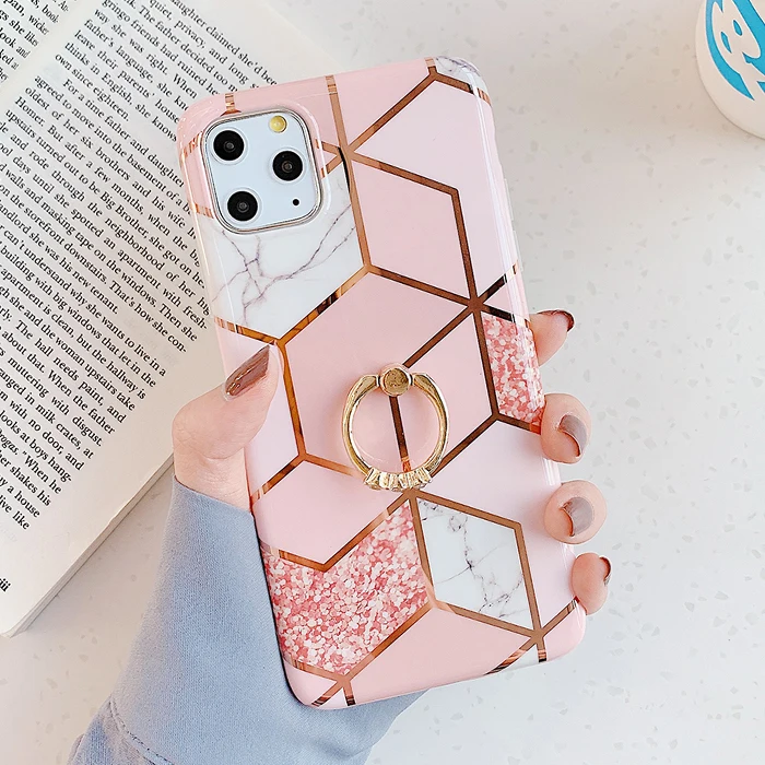 Чехол для телефона LACK для iPhone 11 11Pro Max XR X XS Max 6 6S 7 8Plus Роскошный Мраморный чехол с кольцом-подставкой - Color: Style 10