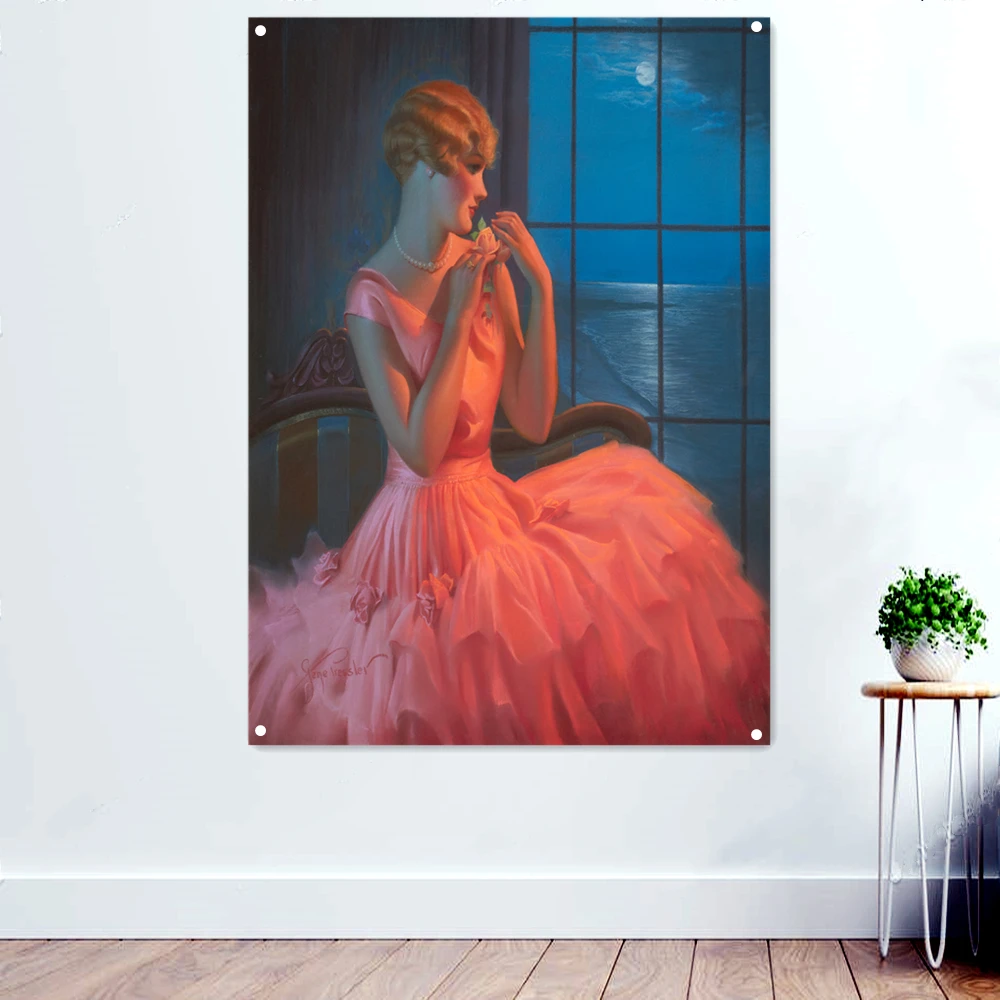 

Tableau Mural Banner Flag Classic Vintage World War II Sexy Pin Up Girl Poster Wall Painting For Living Room Home Coffee Bar D4