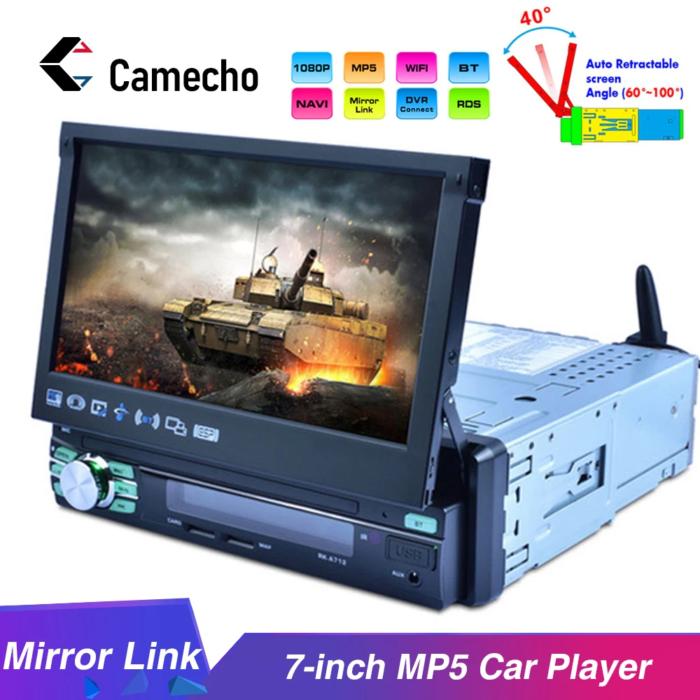 Автомагнитола Camecho 1Din на Android 7 ''с GPS навигацией MP5 мультимедийным плеером Bluetooth