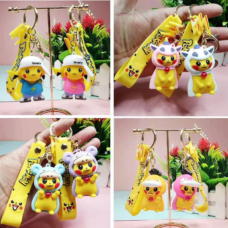 

Pikachu Pokemon Anime Keychain Cartoon Creative Key Pendant Movable Doll Model Key Chain Bag Pendant Accessories Kids Toy Gifts