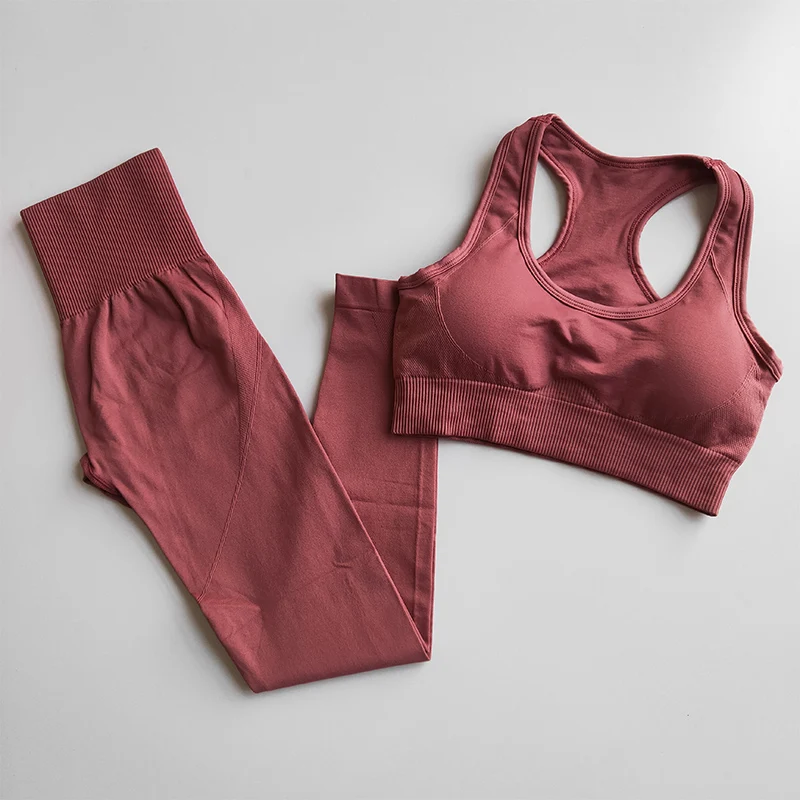 

2PCS/Set Women Yoga Suit High Stretchy Workout Sport Set Padded Sports Bra+High Waist yoga Legging Gym set Complete 12 colors