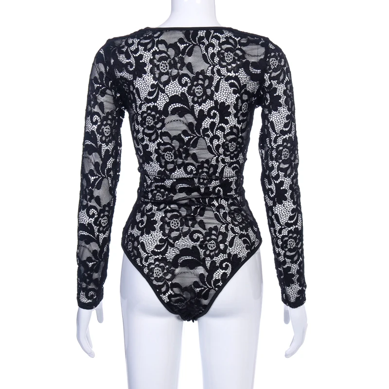 Женский Готический комбидресс Goth черный сексуальный кружевной с длинным рукавом