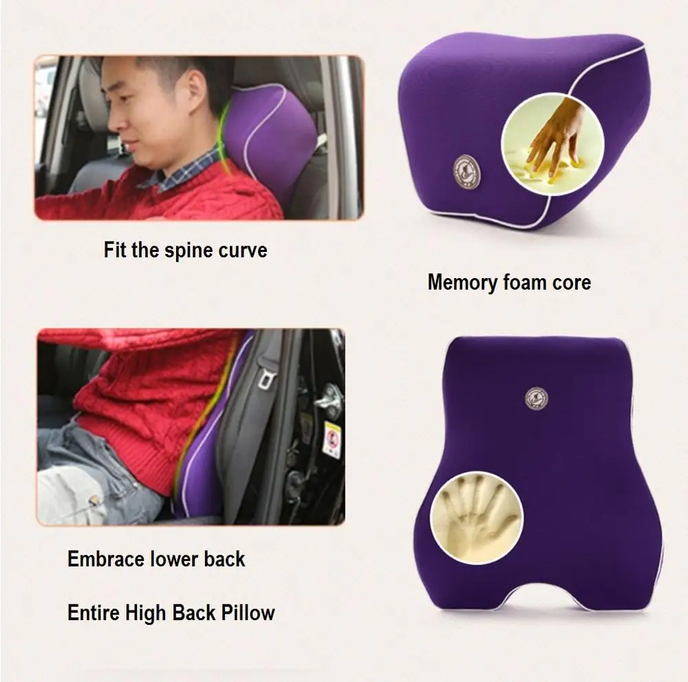 

Neck Pillow Car Seat Headrest Pillow Seat Support Lumbar Cushion Orthopedic Design Travel Pillow Memory Foam Relieve Pain