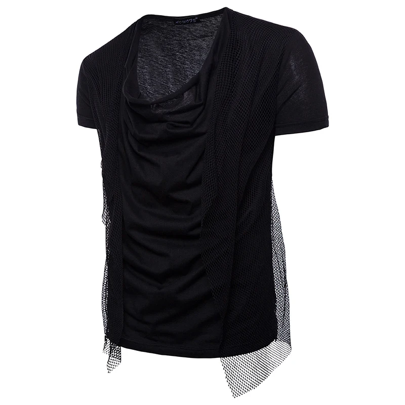 2021 летняя новая модная футболка с коротким рукавом Мужская сетчатая водолазка в