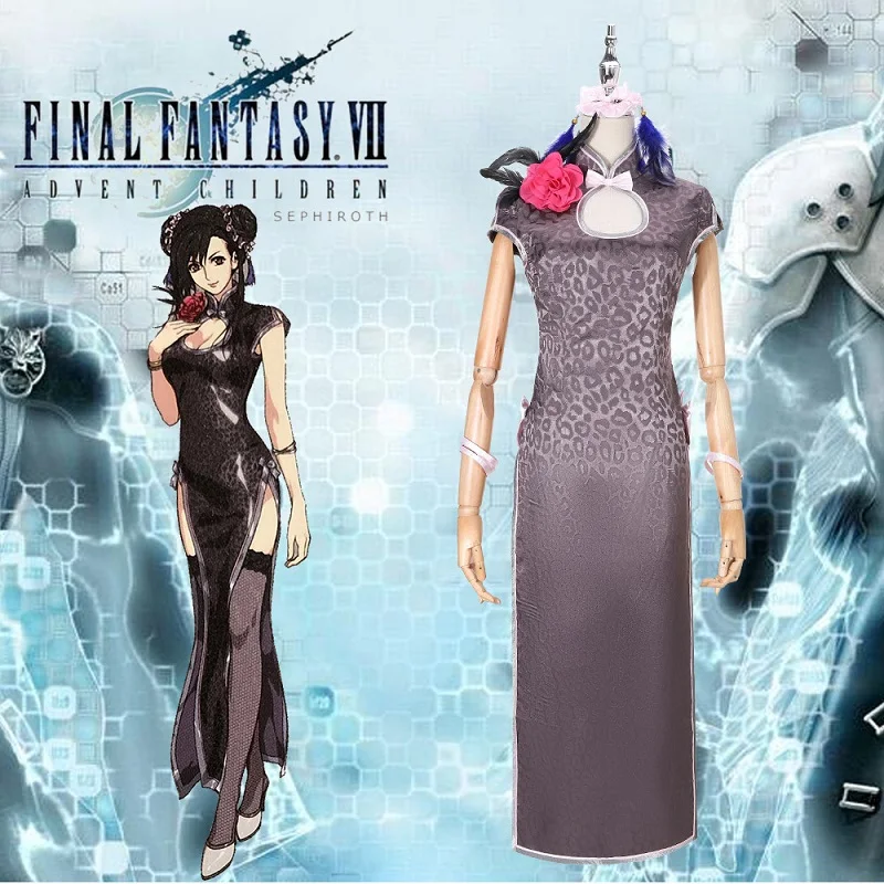 

2021 Game New Final Fantasy VII Remake Cosplay Costume Tifa Cheongsam Dress Women Everyday Set Customization