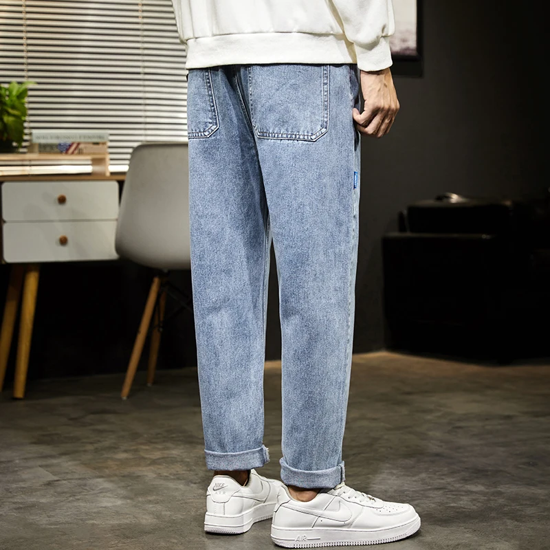 Мужские джинсы с широкими штанинами Свободные мешковатые прямые