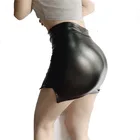 Женские юбки из искусственной кожи с завышенной талией, микро мини-юбки-карандаш, юбки с гидроэффектом, вечерние юбки для ночного клуба, Женская облегающая юбка пуш-ап