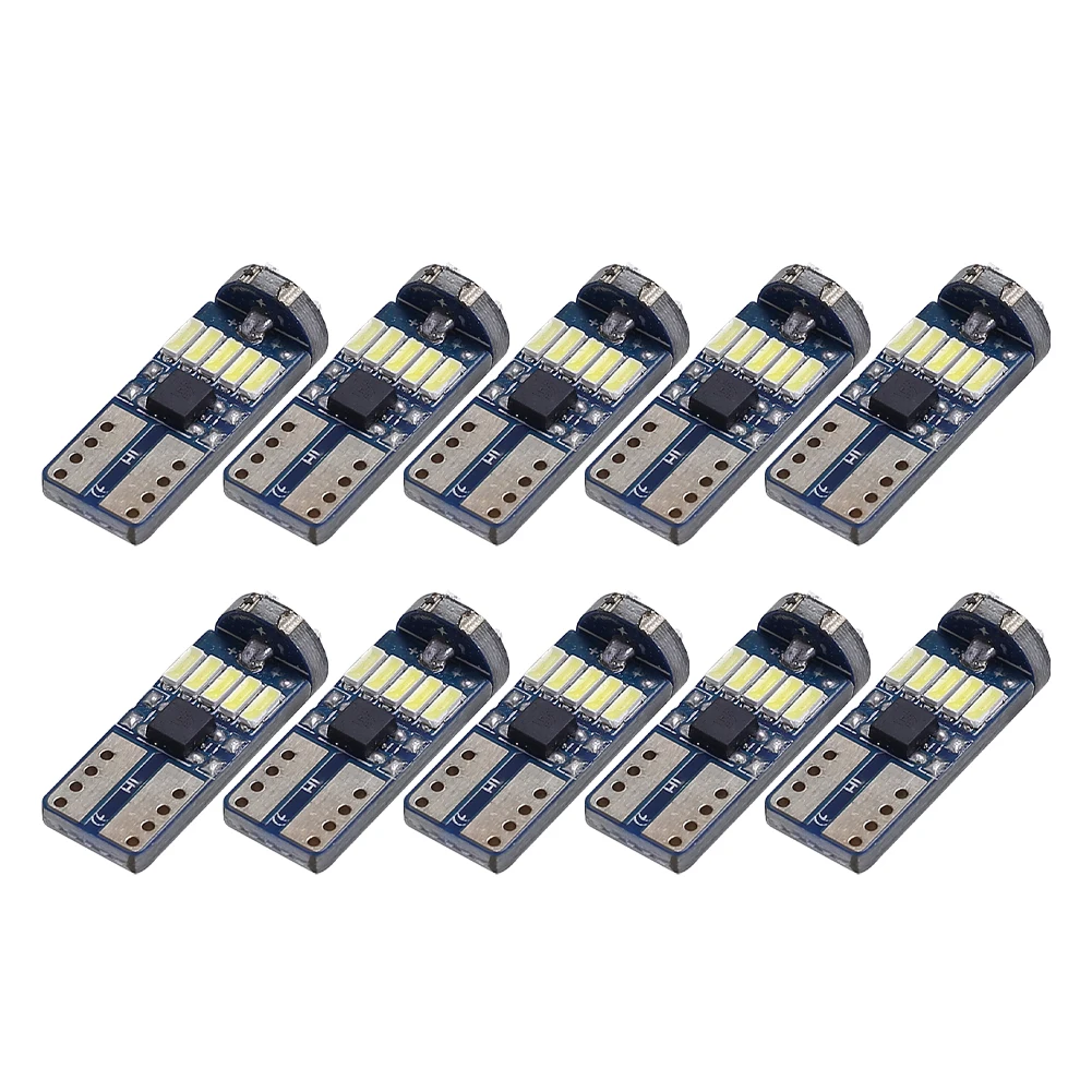 

10PCS T10 LED Bulb 12V 15-4014-SMD 6000K White Car Interior Map Reading Dome Lamp License Plate Light Driving Side Marker