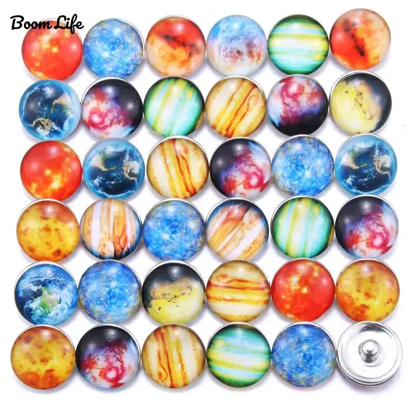 10 шт./лот смешанные планеты 18 мм стеклянные кнопки ювелирные изделия стеклянный