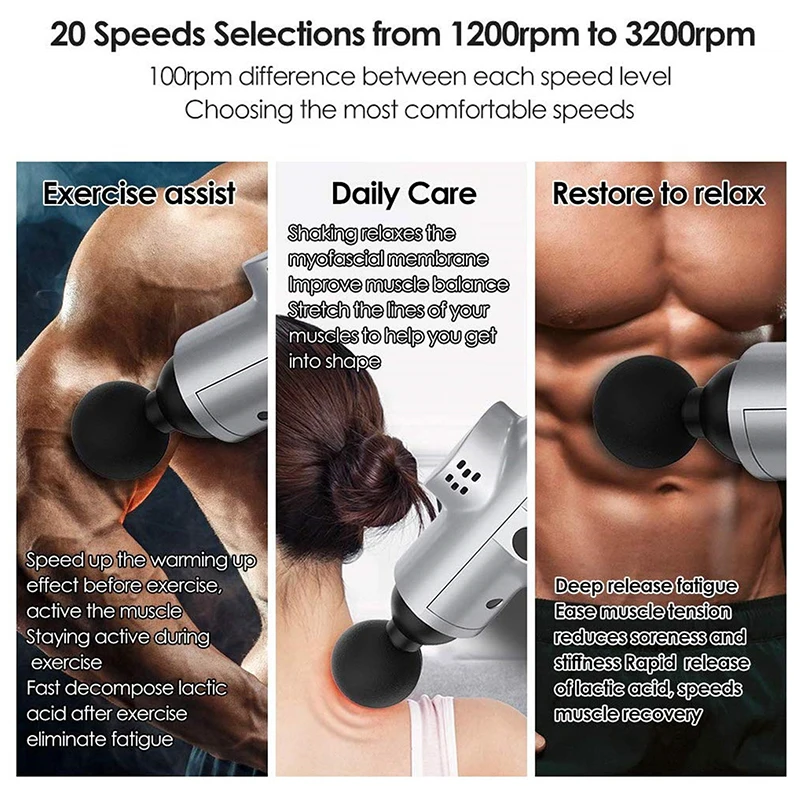 

Rechargeable Cordless Deep Tissue Vibration Muscle Massage Gun