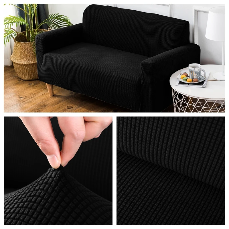 Black Эластичный чехол для дивана домашний декор Fundas Sofa Slipover высокое качество Бархатные чехлы для диванов для гостиной твердый секционный чехол для дивана - Цвет: Black