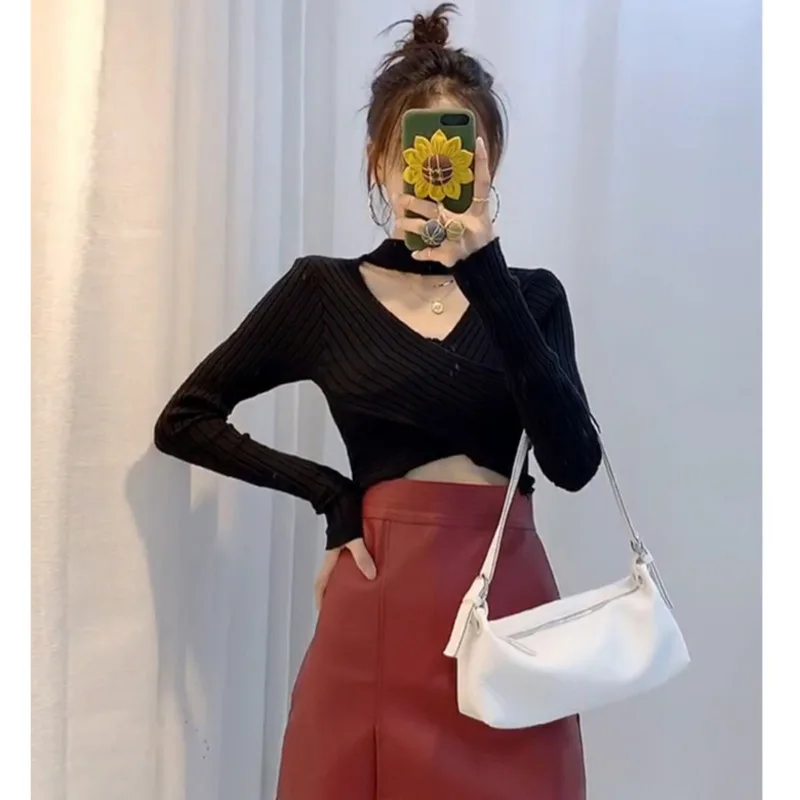 [DEAT] Новинка осени 2020 Модный женский пуловер с v-образным вырезом и длинными