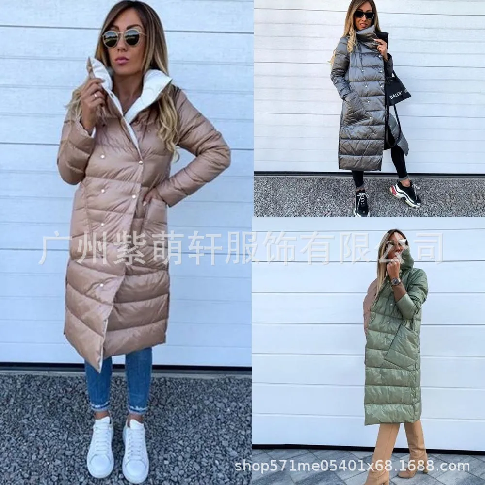 

Новинка Осень-зима 2021, модная двухсторонняя пуховая куртка, хлопковая куртка, Женская куртка