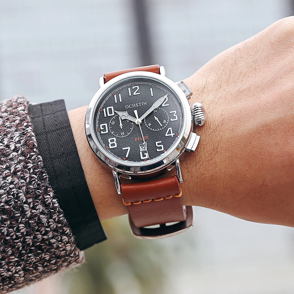 Часы наручные мужские Кварцевые водонепроницаемые с хронографом | Наручные часы