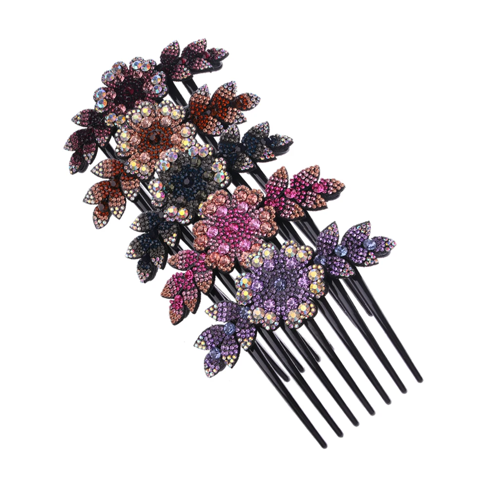 

1 PC Women Flower Hair Comb Pins Slide Clips Girls Crystal Barrettes Hair Barrettes Bridal Charm Hair Accessories Elegant