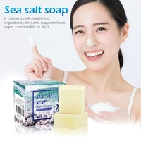 sea salt soap whitening moisturizing soap natural milk sea salt soap remove pimple pores acne treatment face care foaming net
