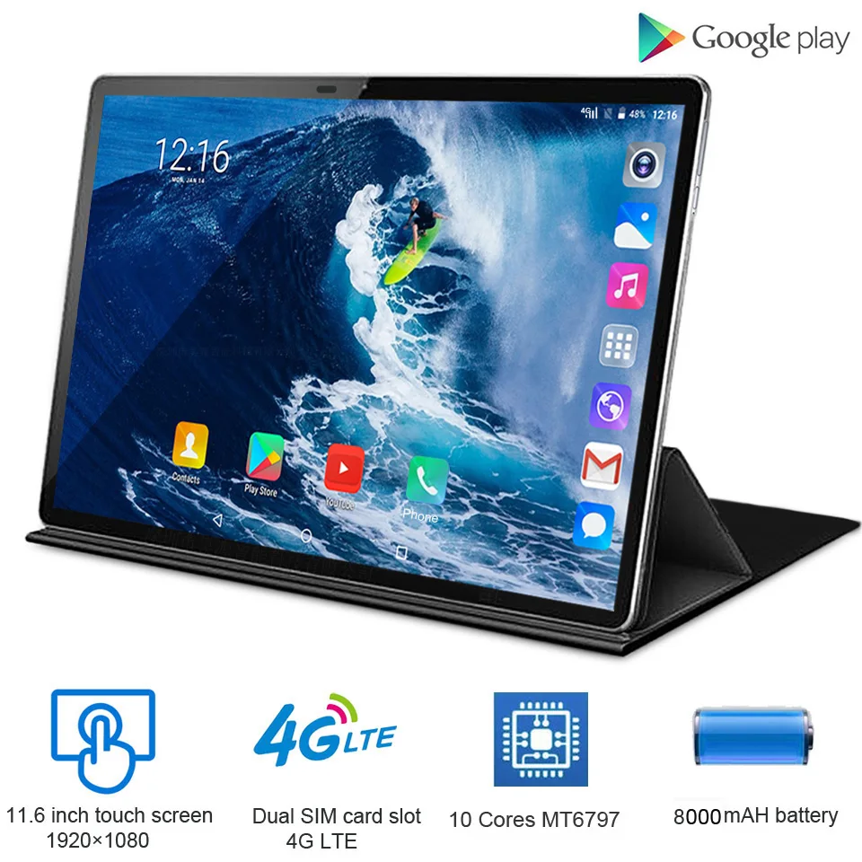 2020 Полный Новый 11 6 дюймов 2 в 1 планшет Android 4G LTE MTK6797 10 ядер дети подарки телефонный