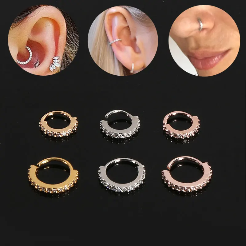1 шт. маленькие Изящные обручи для пирсинга гибкое кольцо носа с кристаллами