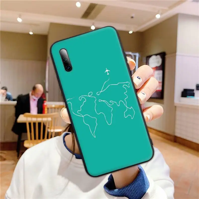 

World Map Travel Phone Case for Huawei P9 p10 p20pro p30lite p30pro p40pro p40lite SMART2019 Cover Fundas Coque