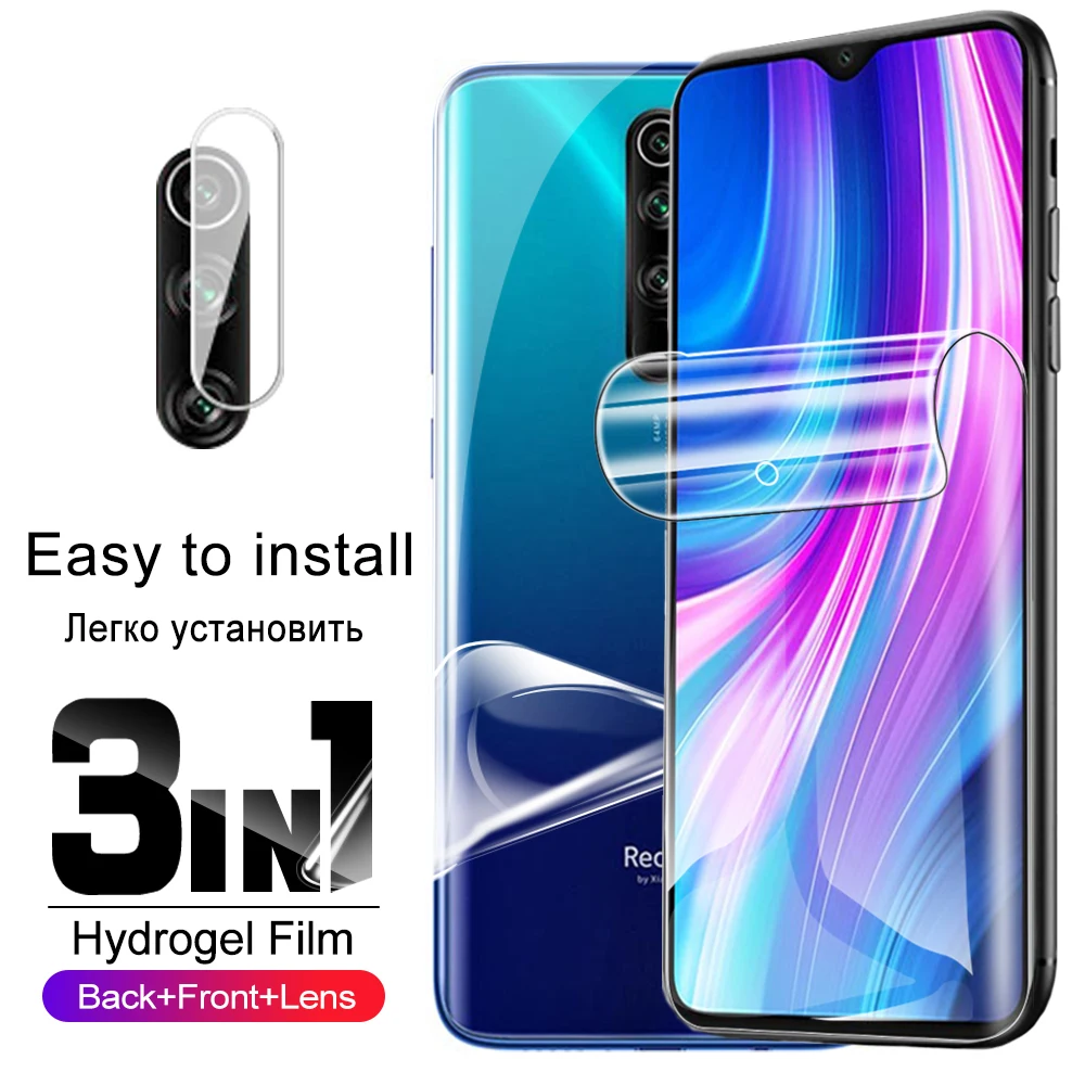 

3in1 Screen Back Protective Hydrogel Film For Xiaomi Redmi Note 8 Pro 8T 8Pro Note8 2021 T Camera Lens Protector On Redmi8 A 8A