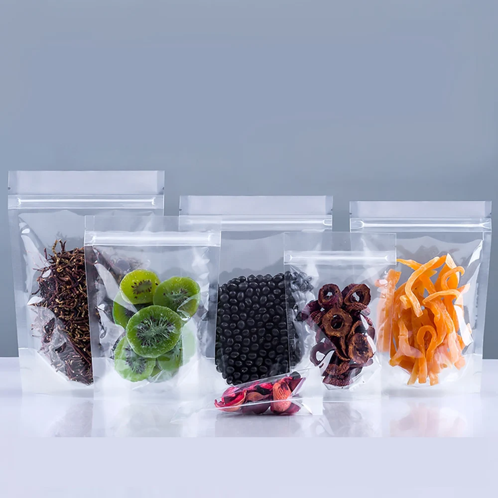 100 шт./лот герметичный прозрачный пластиковый пакет с застежкой молнией стоячие