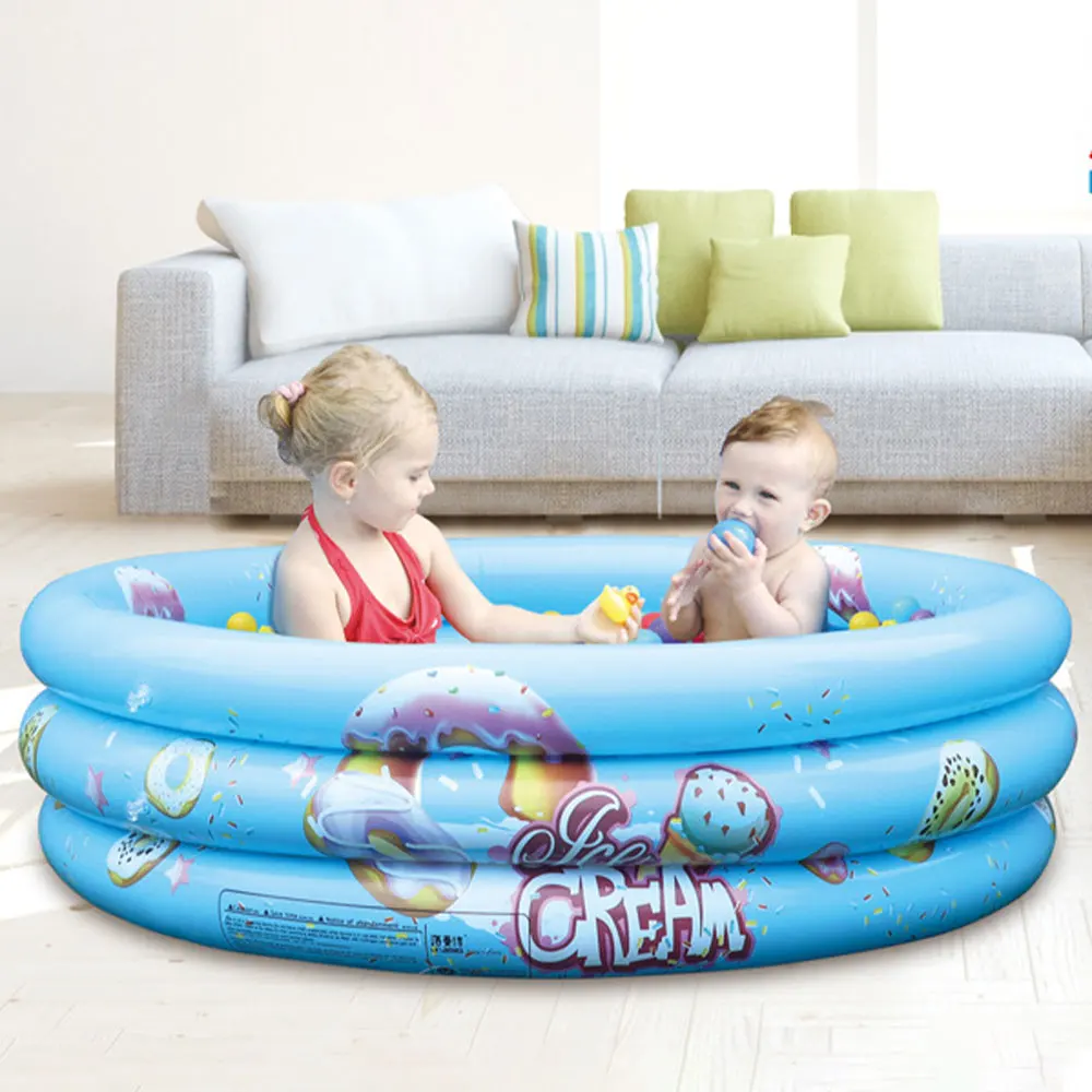 

Portable Fold-able Inflatable Round Swimming Pool PVC 3-Layers Children Swim Center Water Play Bathtub Non-slip Safety