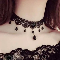 fashion elegant clavicle necklaces multilayer black choker necklace crystal hollow out gothic collar necklace for women