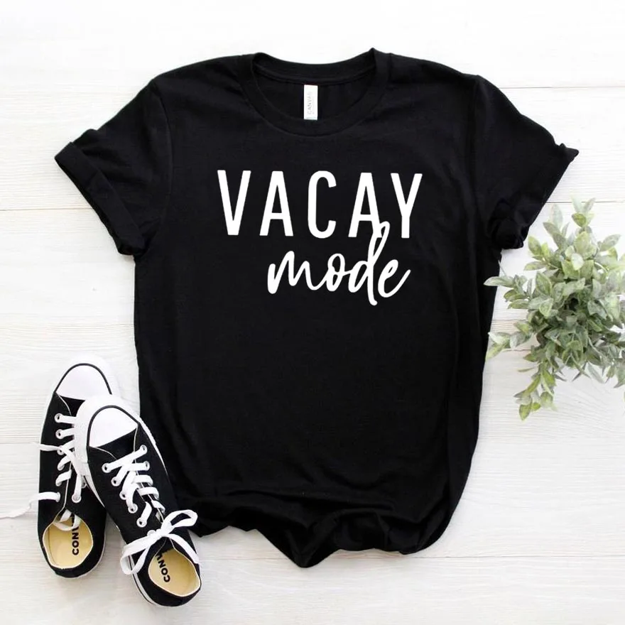 Vacay режим печати женская футболка хлопок свободный покрой забавная для маленькой