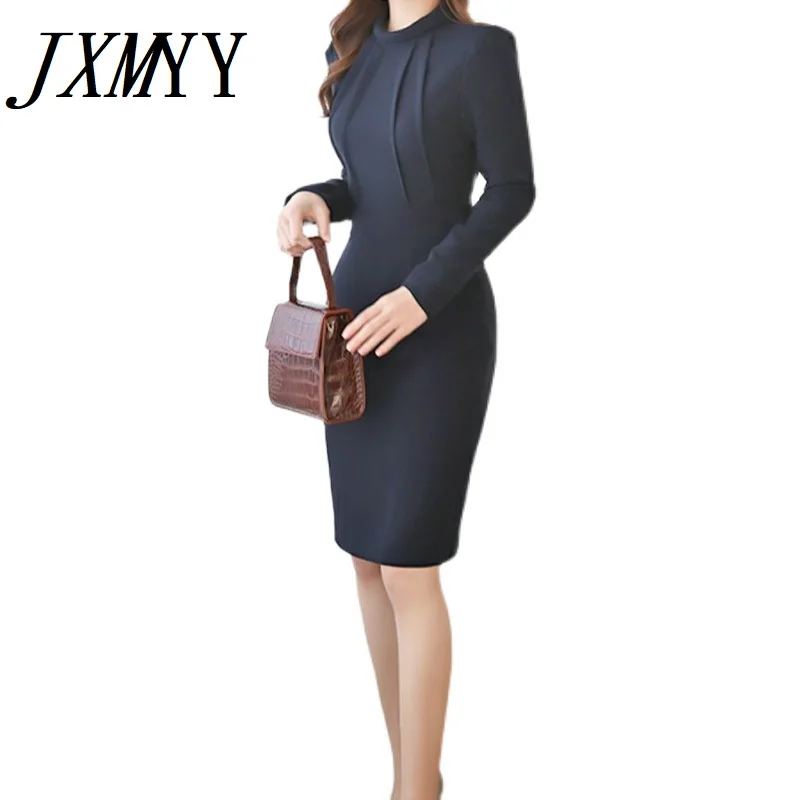 

JXMYY 2021 новинка OL темпераментная тонкая талия мода средней длины дном профессиональная сумка бедра юбка платье женское