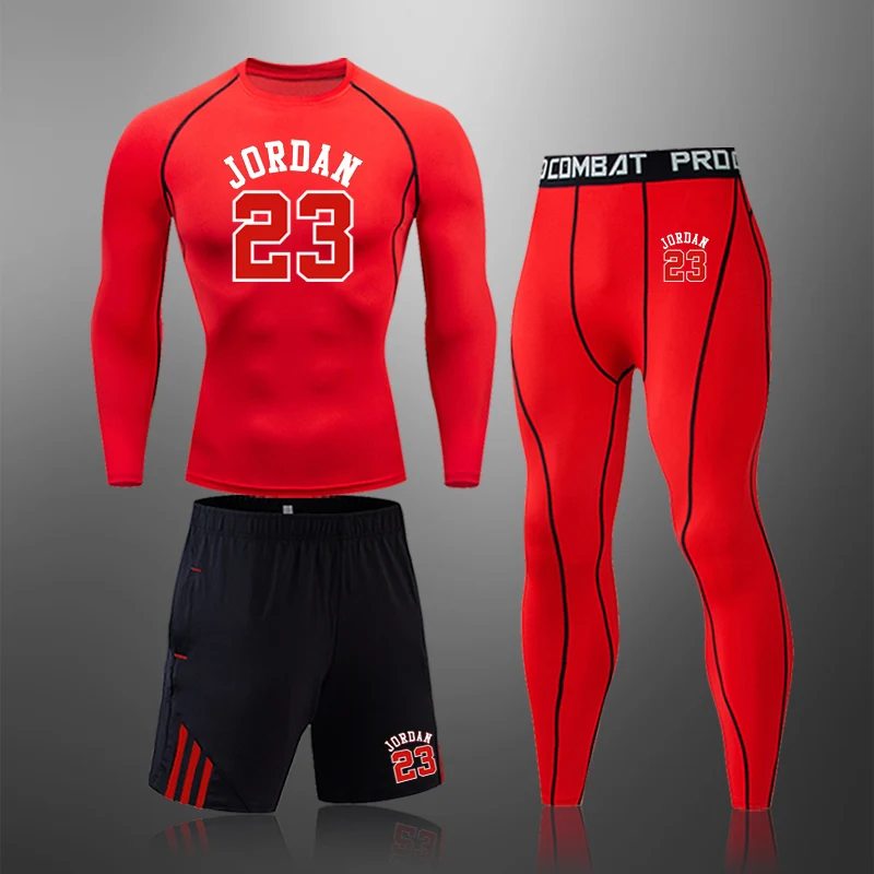 

Popular Compression High-End Quality Quick-Drying Tight-Fitting Men's JORDAN 23 Letter Suit Brand Fitness Running Sportswear