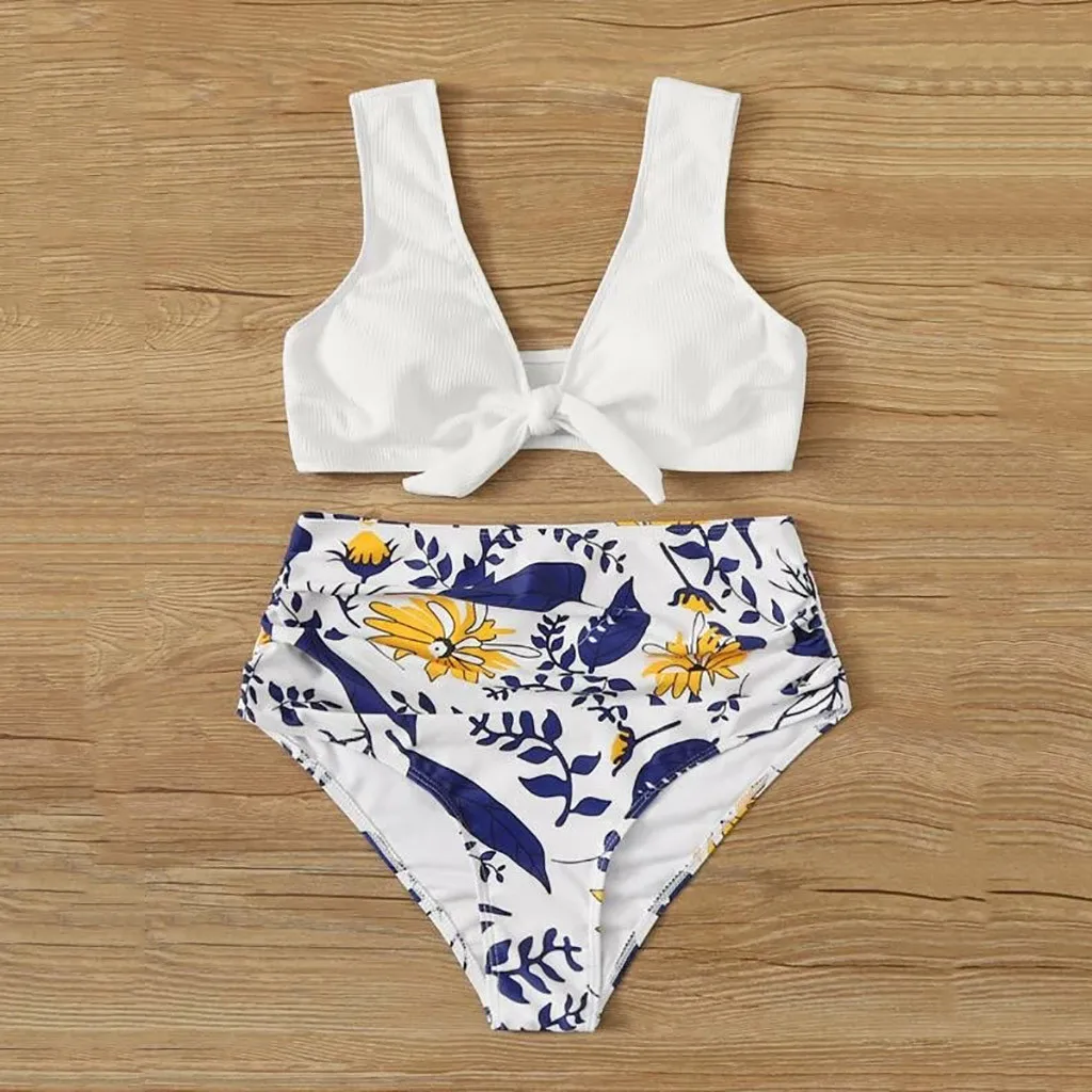 

High Waist Swimsuit 2020 Floral Print Bikini Women Bandage Top Push Up Swimwear Bathing Suits Beach Wear Biquini Maillot De Bain
