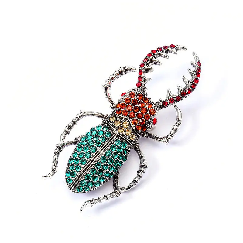 Ретро цветной глазурью моделирование насекомое Жук значок брошь на булавке