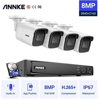 annke 8ch ultra hd poe network video security system h 265 surveillance nvr 4mp hd ip67 full color night vision poe cameras