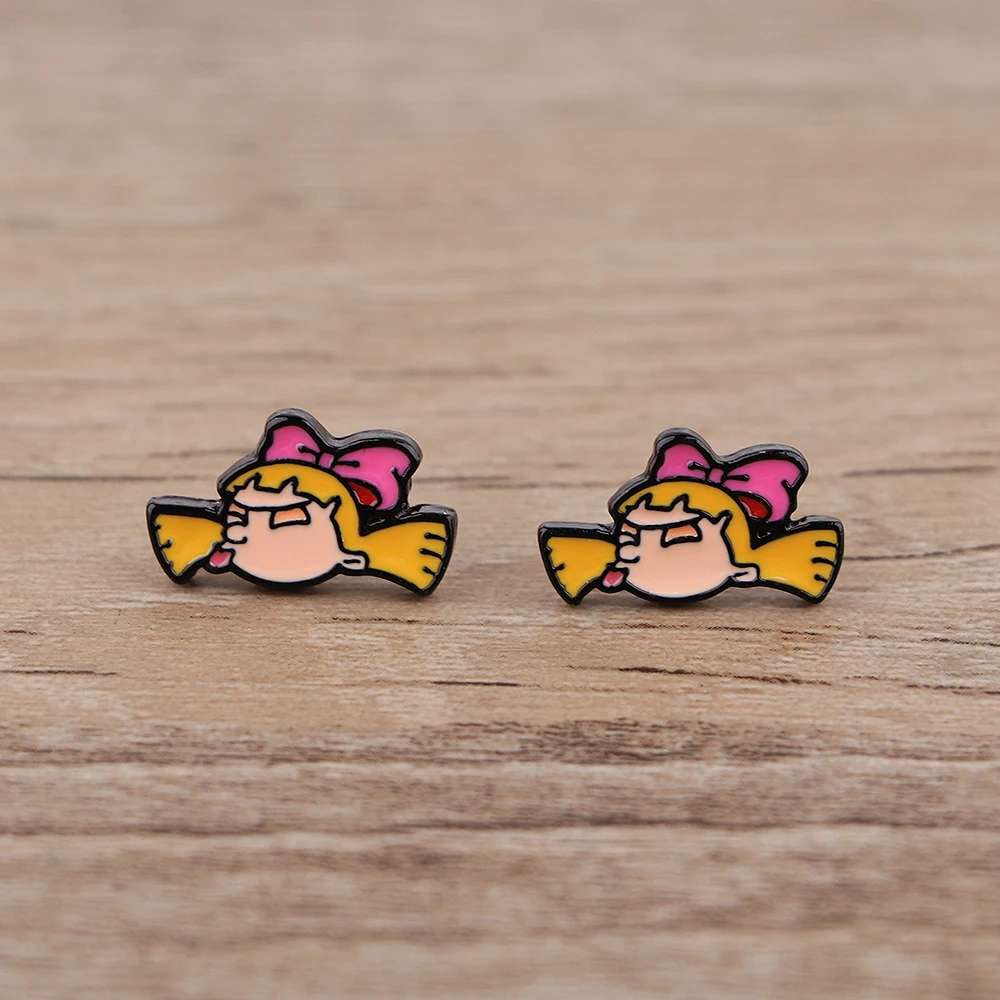 LT1094 корейские милые аниме серьги-гвоздики для женщин из нержавеющей стали