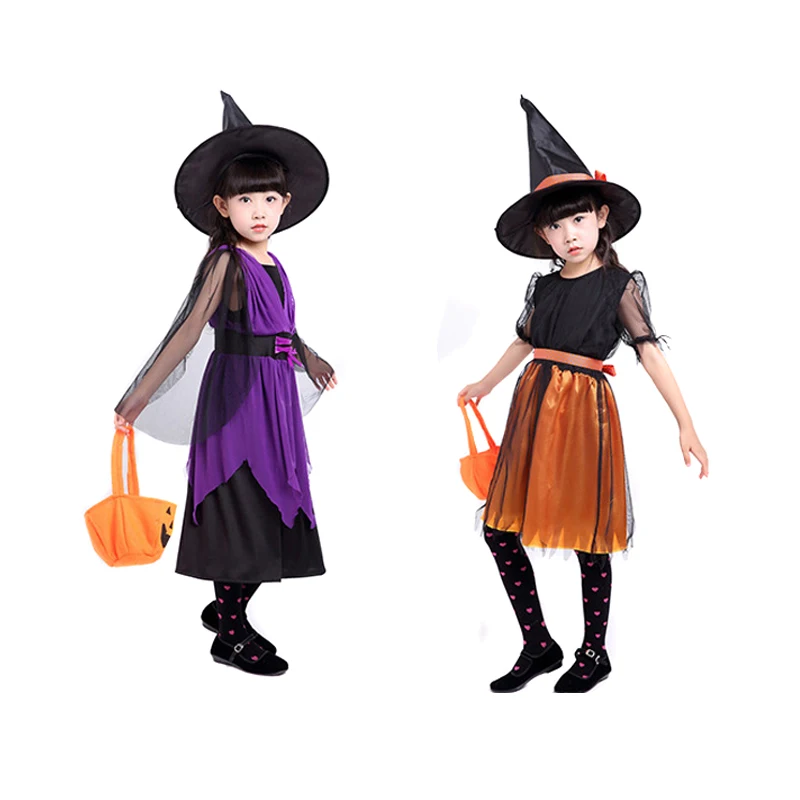 Новинка 2019 года Детский костюм на Хэллоуин ведьмы для маленьких девочек