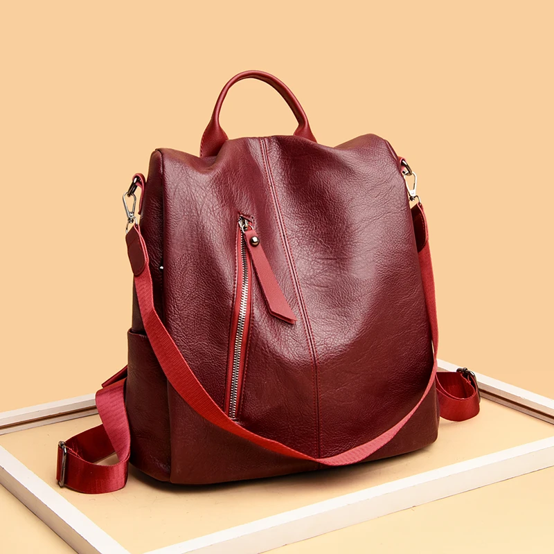 

Large Capacity Women Travel Backpack Multifunction School Backpack High Quality Pu Leather Backpacks All-match Ladies Back Bag